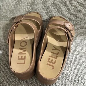LEMON JELLY slides, like NEW! Originally $75, asking $50. US size 6 (Euro 36).